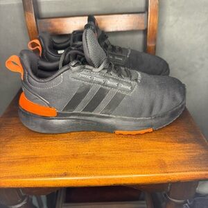 Adidas Cloudfoam Kids Sneakers Size 2 Black Orange Accent | Lightweight Comfort